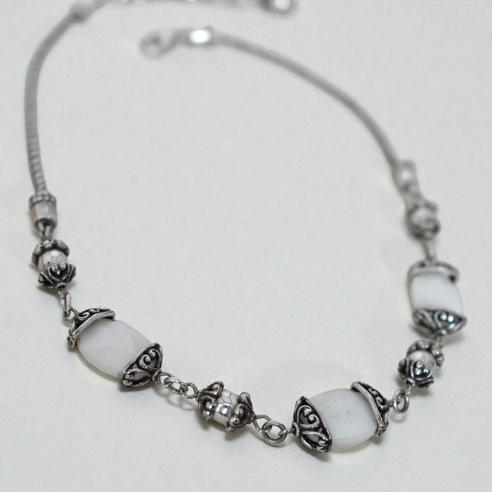 Brighton Mother of Pearl Abalone Shell Beaded Necklace Retired Silver Plated - Picture 2 of 6